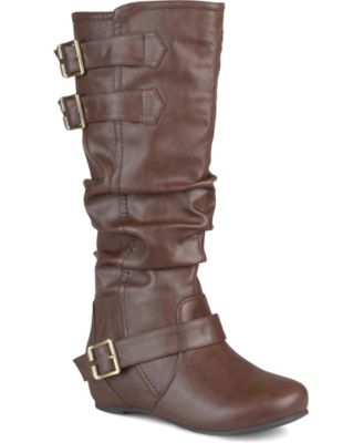 Journee Collection Women s Tiffany Slouch Buckle Mid Shaft Boots Macy s