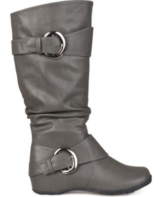 Journee Collection Women's Paris Wide Calf Rouched Buckle Mid Shaft Boots