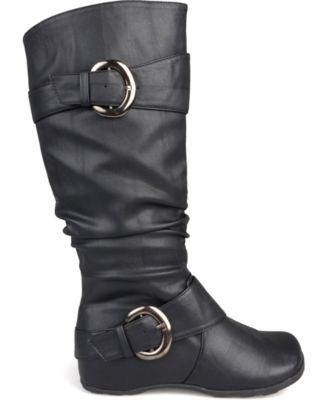 Journee Collection Women's Paris Wide Calf Rouched Buckle Mid Shaft Boots
