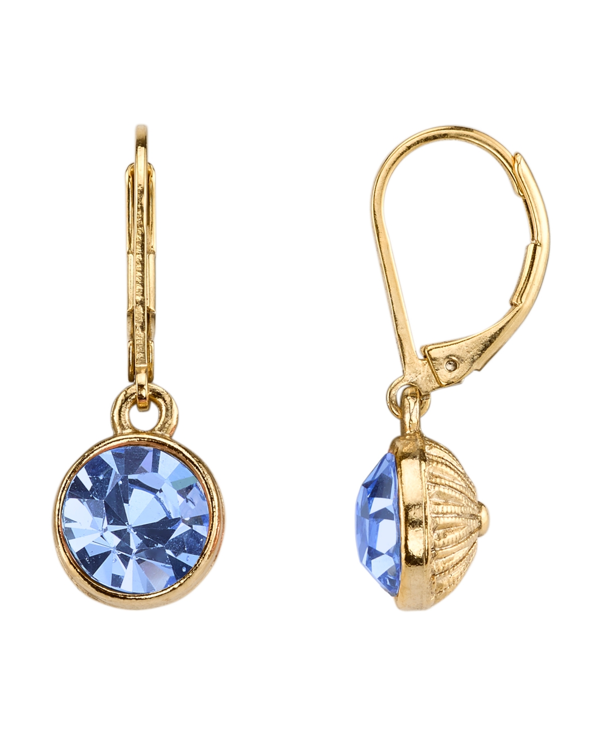 2028 14k Gold-dipped Lt. Sapphire Blue Faceted Drop Earrings