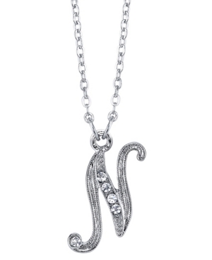 image of 2028 Silver-Tone Crystal Initial Necklace 16