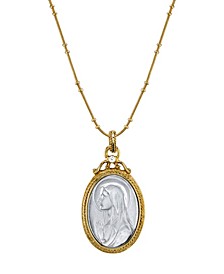 14K Gold-Dipped Silver-Tone Crystal Virgin Mary Medallion Necklace 20"