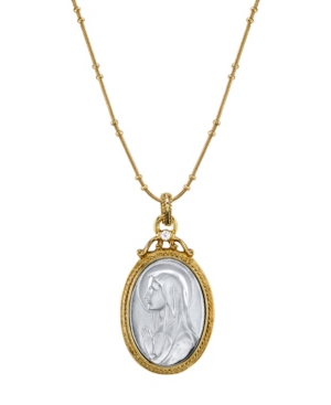 image of Symbols of Faith 14K Gold-Dipped Silver-Tone Crystal Virgin Mary Medallion Necklace 20