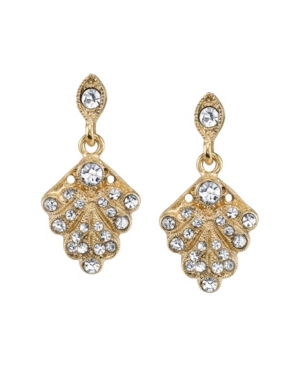 image of Downton Abbey Gold-Tone Crystal Pave Fan Drop Earrings