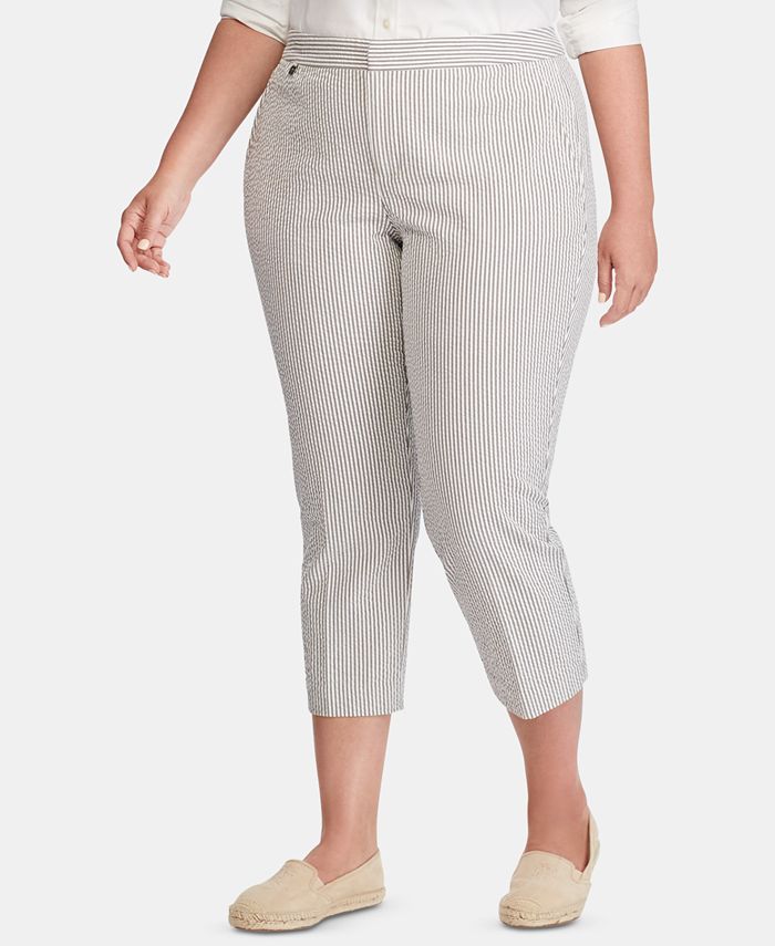 Lauren Ralph Lauren Plus-Size Seersucker Skinny Pants - Macy's