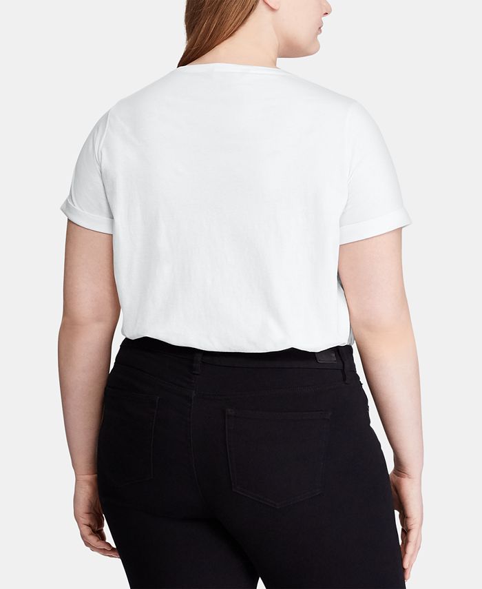 Lauren Ralph Lauren Plus-Size Logo Graphic-Print Cotton T-Shirt - Macy's