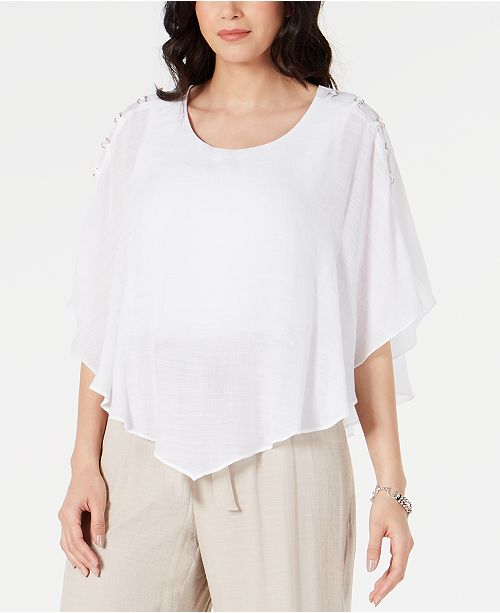 JM Collection Gauze Cape Gauze Top, In Regular and Petite, Created for