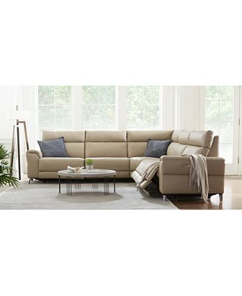 Furniture CLOSEOUT Raymere 4 Pc. Leather Sectional Sofa With 2