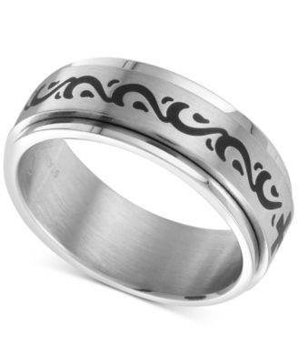 Men's Celtic Cross Band in Stainless Steel & Black Ion-Plate
