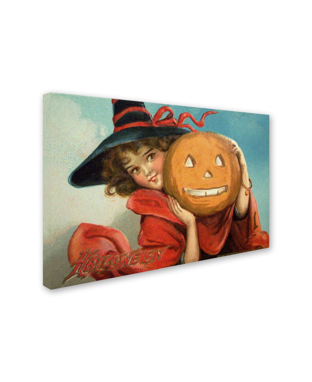 Vintage Apple Collection 'Halloween Girl Blue Sky Pumpkin' Canvas Art -
