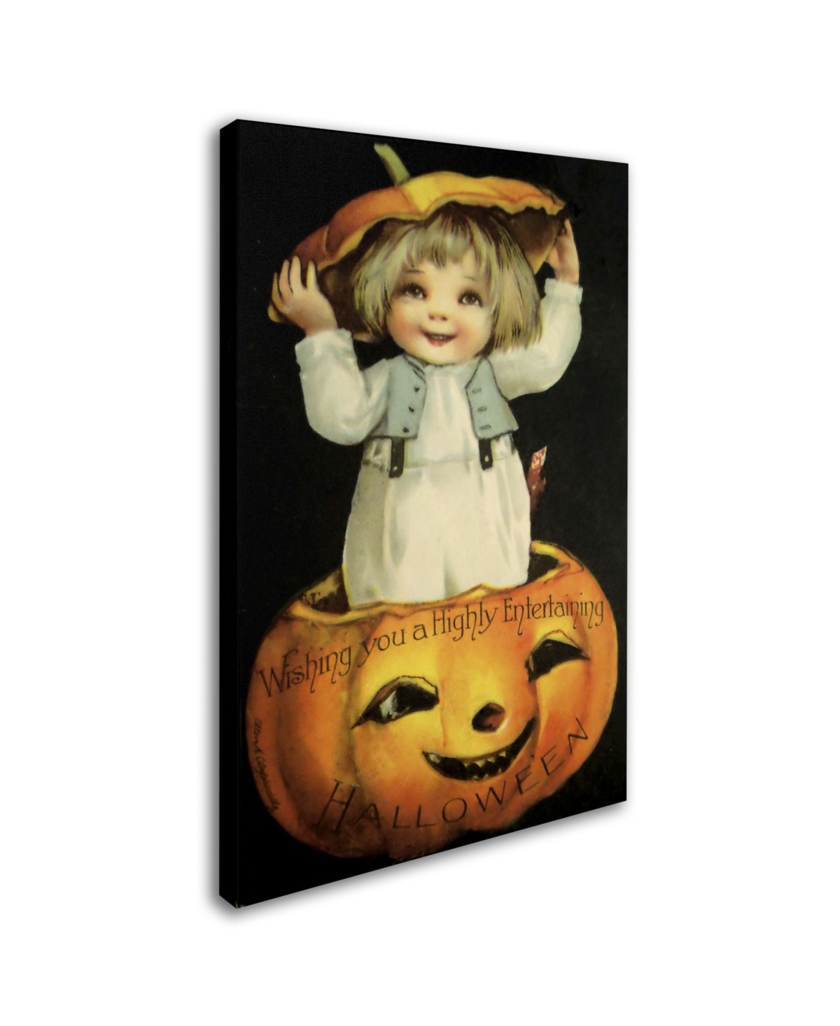 Vintage Apple Collection 'Halloween Pumpkin Head Child' Canvas Art -