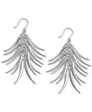 image of Lucky Brand Silver-Tone Elongated Petal Drop Earrings