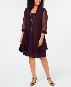 R & M Richards Plus Size Jacket & Necklace Dress