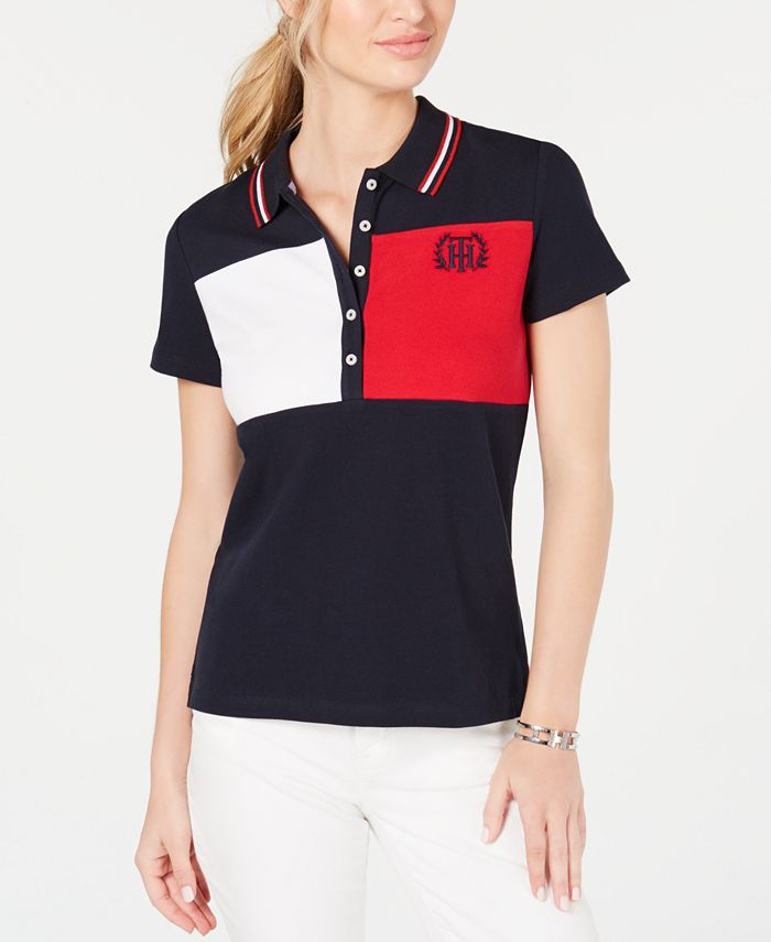 Tommy Hilfiger Short-Sleeve Colorblocked Polo Top, Created for Macy's ...