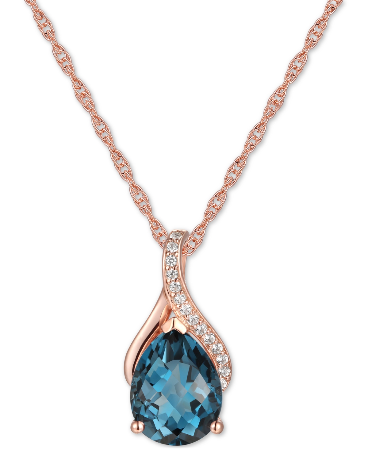 Macy's Amethyst (1-1/2 Ct. T.w.) & Diamond (1/20 Ct. T.w.) 18" Pendant Necklace In 14k Rose Gold (also Avai In Blue Topaz,rose Gold