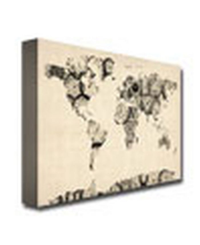 Trademark Global Michael Tompsett 'Old Clocks World Map' Canvas Art 32" x 22" Macy's