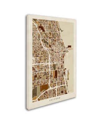 Trademark Global Michael Tompsett 'Chicago City Street Map' Canvas Art - 22" x 32"