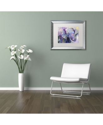 Richard Wallich 'Blue Elephant' Matted Framed Art - 16" x 20"