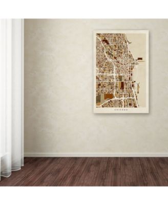 Trademark Global Michael Tompsett 'Chicago City Street Map' Canvas Art - 22" x 32"