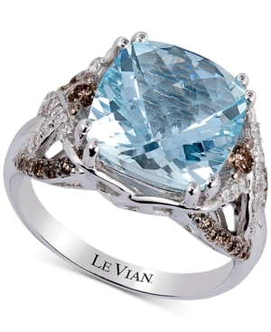image of Le Vian Sea Blue Aquamarine (4-1/5 ct. t.w.) & Diamond (1/2 ct. t.w.) Ring in 14k White Gold