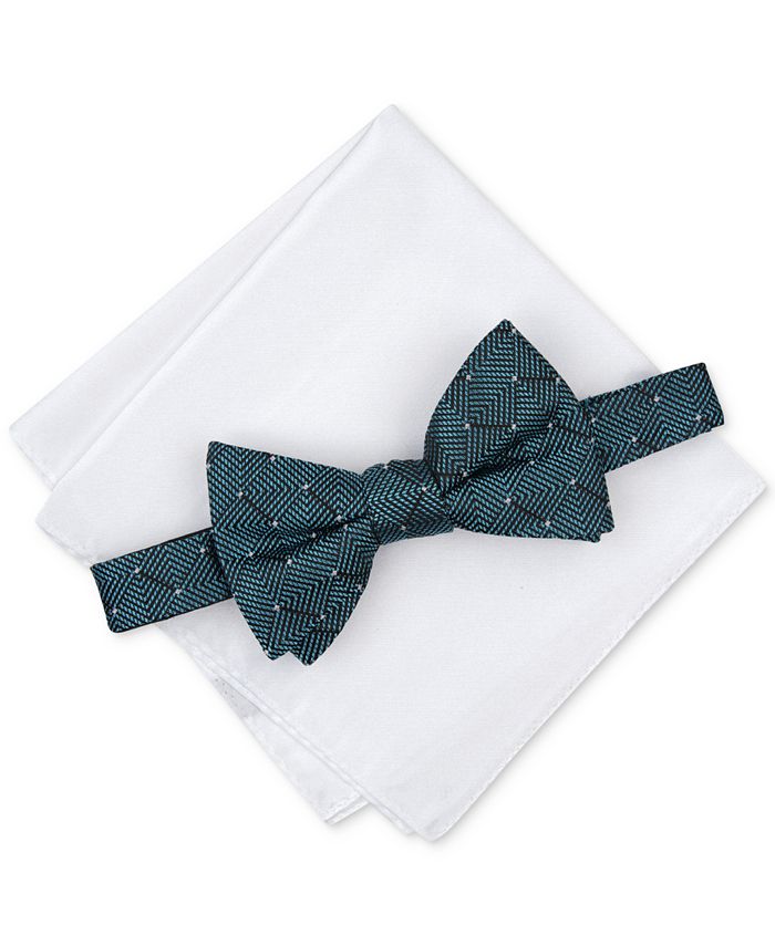 Alfani Men's PreTied Dot Bow Tie & Solid Pocket Square Set, Created