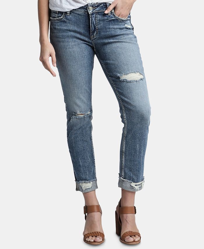 Silver Jeans Co. Elyse Distressed Slim-Leg Ankle Jeans - Macy's