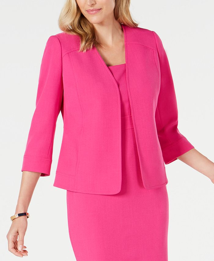 Kasper Women's One Button Collarless Jacket Blazer - Modern Structured Blazer