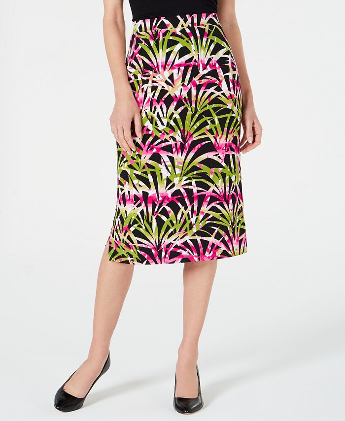 Kasper Tropical Leaves Printed Skirt - Macy's