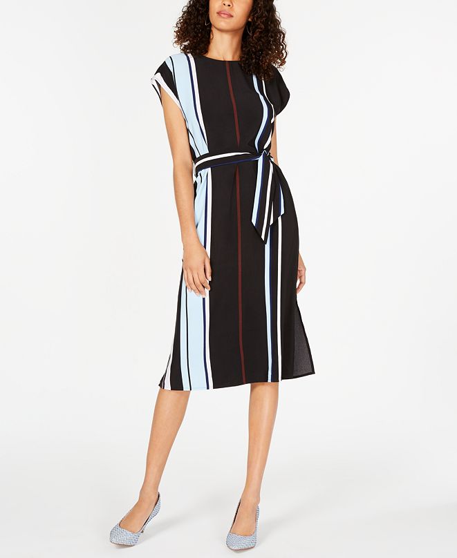 Alfani Striped TieWaist Midi Dress, Created for Macy's & Reviews