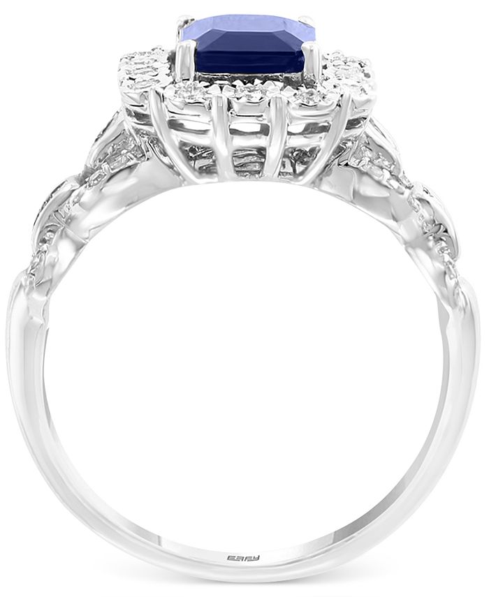 EFFY Collection - Sapphire (1-1/2 ct. t.w.) & Diamond (1/3 ct. t.w.) Statement Ring in 14k White Gold