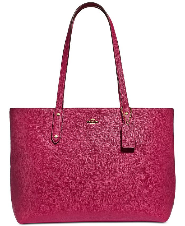 COACH Central Tote In Polished Pebble Leather - Macy's