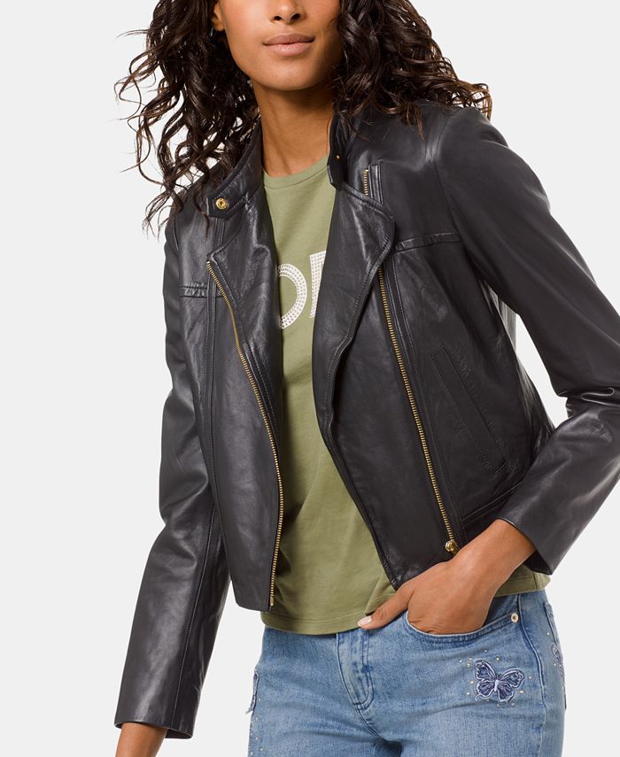 Michael Kors Leather Moto Jacket, Regular & Petite Sizes & Reviews - Jackets  & Blazers - Women - Macy's