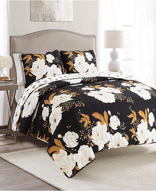 Lush Decor Zinnia Reversible 3 Piece Full Queen Quilt Set