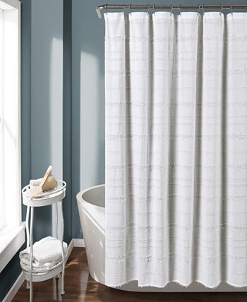 Lush Décor - Stripe Clip Jacquard 72" x 72" Shower Curtain