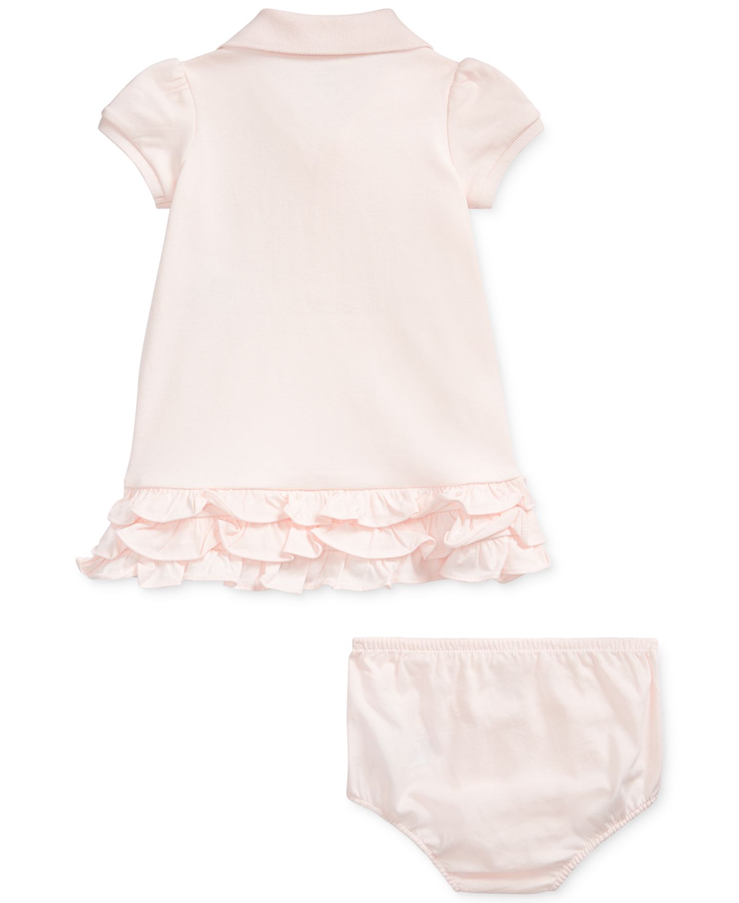Платье Polo Ralph Lauren Ruffled Pony Printed Polo Dress для девочек-малышей, цвет: Розовый — фото 2