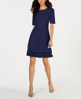 Calvin Klein Elbow-Sleeve Illusion-Detail Dress - Macy's