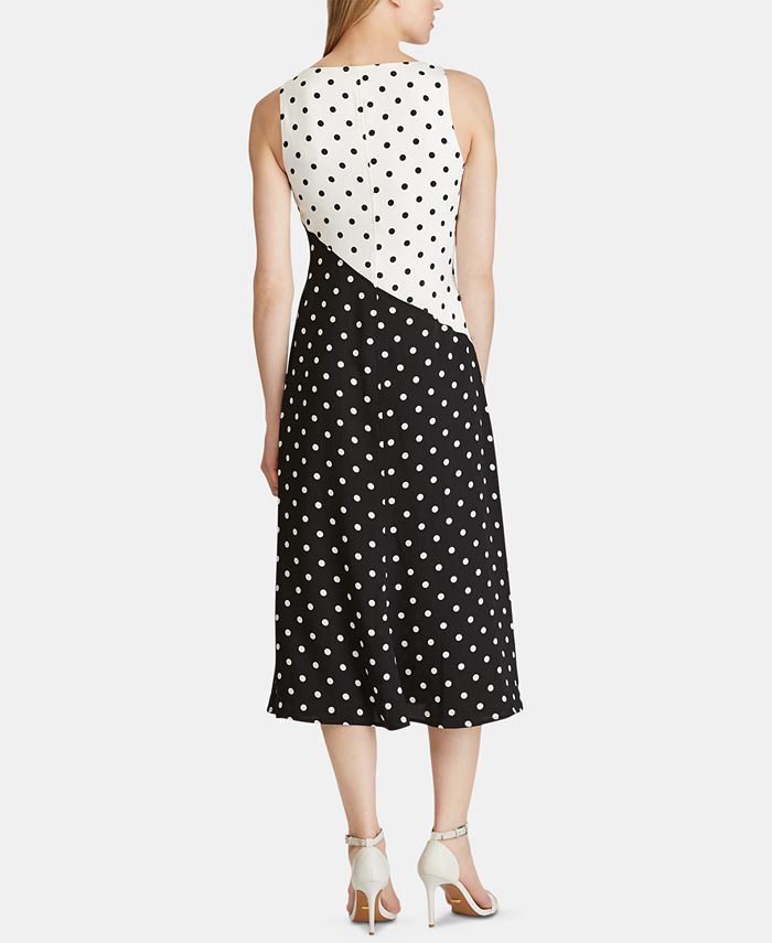 Lauren Ralph Lauren Polka-Dot-Print Sleeveless Crepe Dress - Macy's