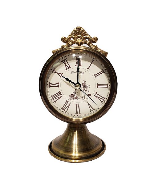 Golden Bell Antique Roman Numeral Silent Non Ticking Desk Alarm