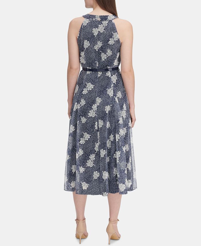 Tommy Hilfiger Belted Floral-Print Midi Dress - Macy's