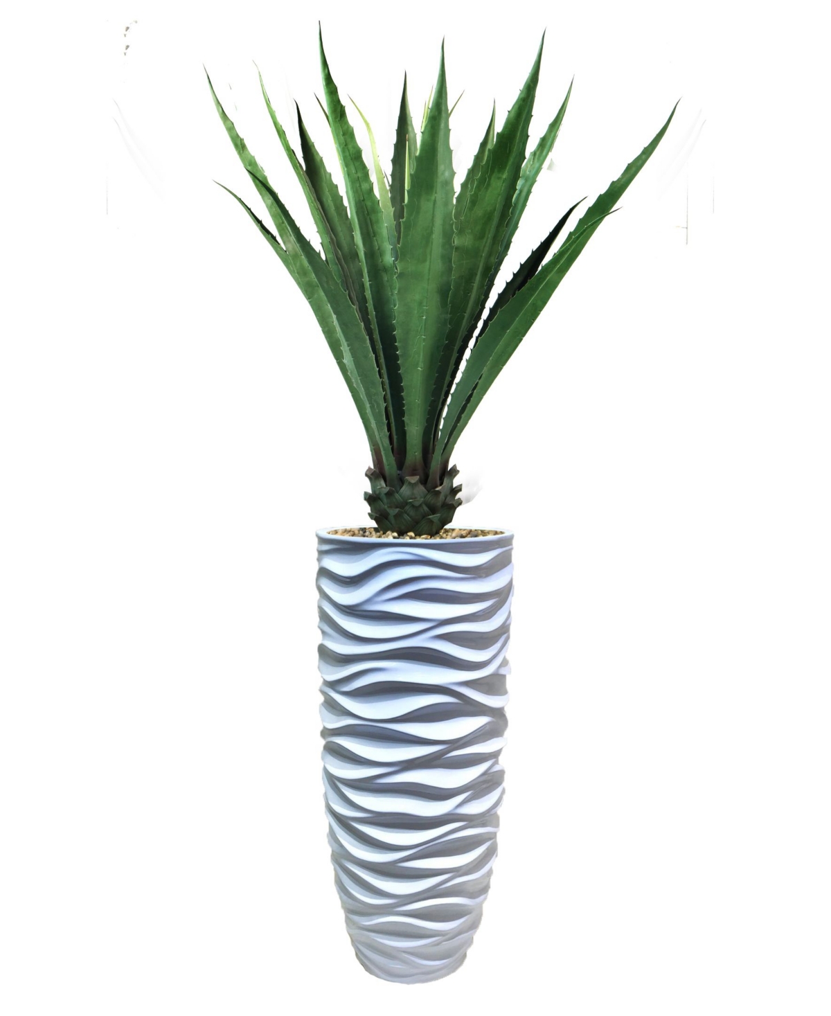 Artificial Faux Real Touch 70" Tall Agave Plant And Resin Planter - White