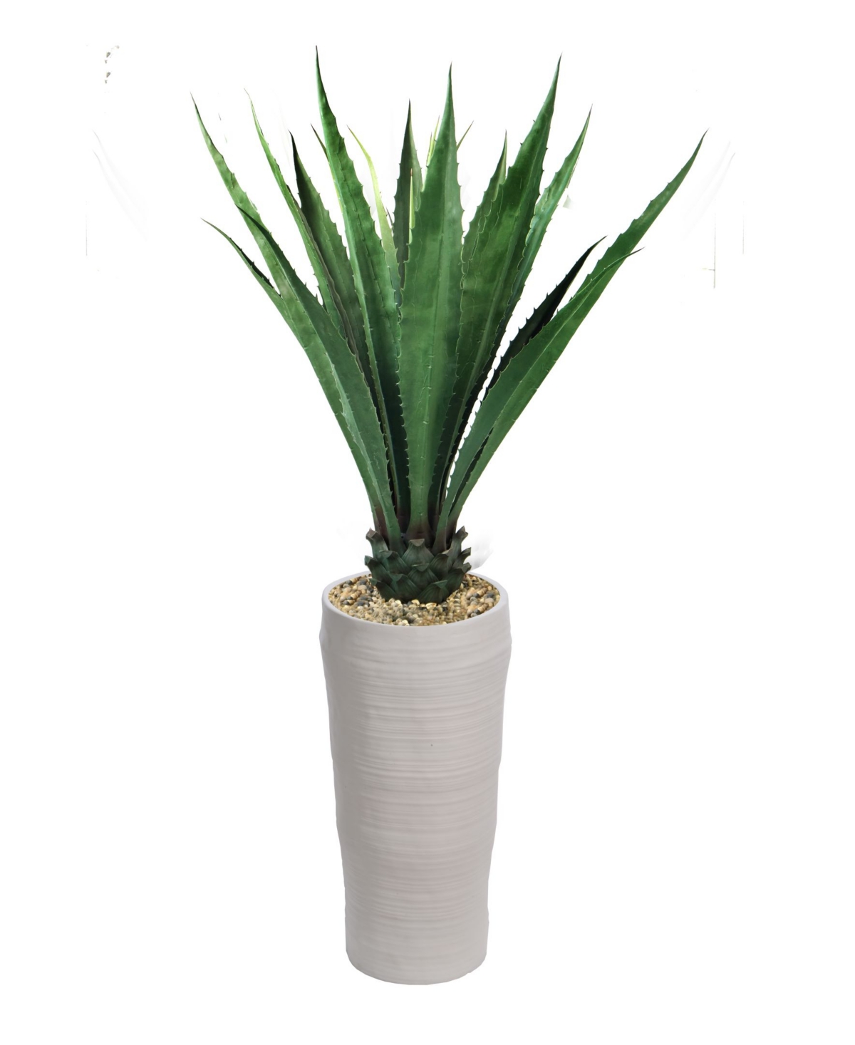 Artificial Faux Real Touch 69" Tall Agave Plant And Fiberstone Planter - White