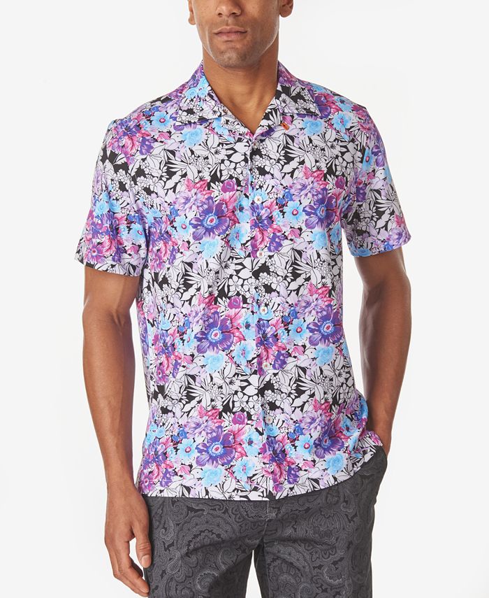 Tallia Men's Multi Floral Slim Fit Camp Shirt Macy's