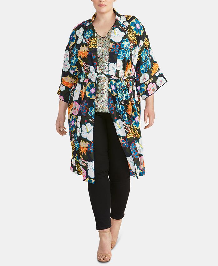 RACHEL Rachel Roy Trendy Plus Size Glenna Printed Kimono Jacket