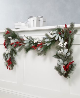 Martha Stewart Collection - Farmhouse Holidays Red, White & Blue Berry Artificial Garland,