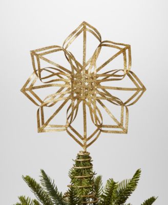 Holiday Lane - Midnight Blue Gold Glitter Snowflake Tree Topper