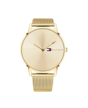 image of Tommy Hilfiger Womens Gold-Tone Stainless Steel Mesh Bracelet Watch 40mm
