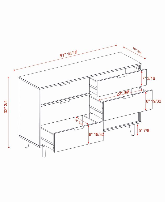 Walker Edison 6 Drawer Mid Century Modern Wood Dresser Macy's