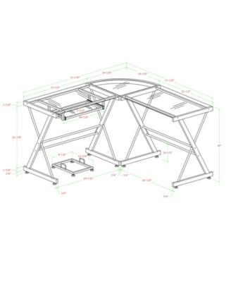 Walker Edison 51" Home Office L-Shaped Glass Corner Computer Desk with Black Metal Frame