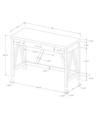 46" A-Frame Desk with White Faux-Marble Top and Walnut Base