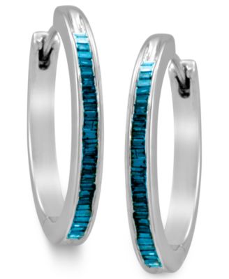 blue diamond hoop earrings